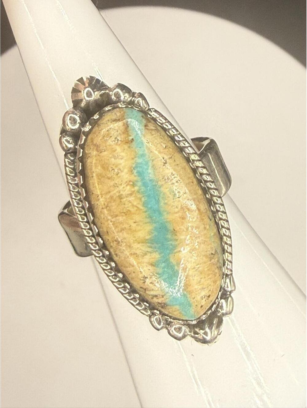 Royston Ribbon Turquoise Adjustable Sterling Silver Ring